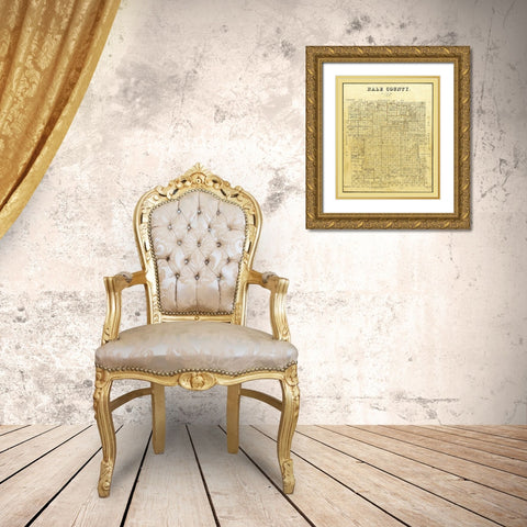 Hale County Texas - 1895 Gold Ornate Wood Framed Art Print with Double Matting by Unknown