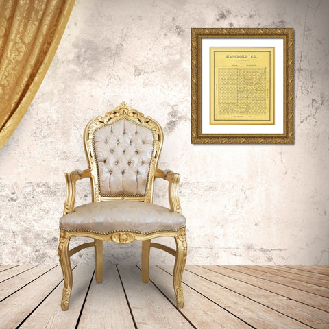 Hansford County Texas - Beaumont 1889 Gold Ornate Wood Framed Art Print with Double Matting by Beaumont