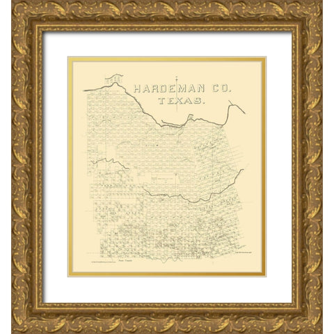 Hardeman County Texas - 1880 Gold Ornate Wood Framed Art Print with Double Matting by Unknown