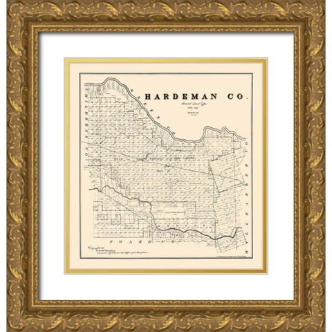 Hardeman County Texas - McGaughey 1891 Gold Ornate Wood Framed Art Print with Double Matting by McGaughey