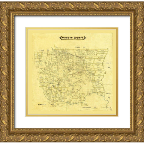 Hardin County Texas Gold Ornate Wood Framed Art Print with Double Matting by Unknown
