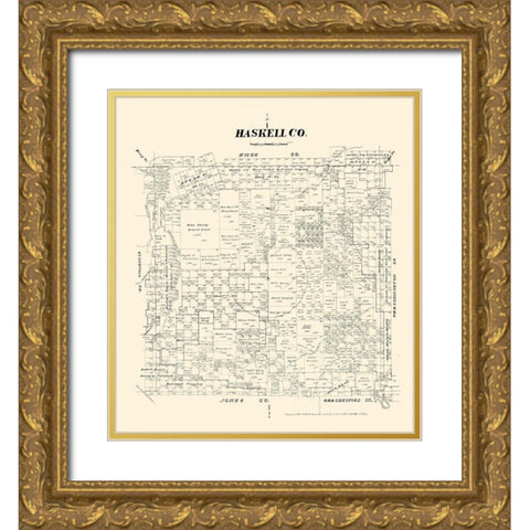 Haskell County Texas - Walsh 1879 Gold Ornate Wood Framed Art Print with Double Matting by Walsh