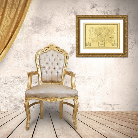 Hays County Texas - Arlitt 1861 Gold Ornate Wood Framed Art Print with Double Matting by Arlitt