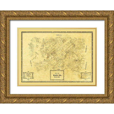 Hays County Texas - Arlitt 1861 Gold Ornate Wood Framed Art Print with Double Matting by Arlitt
