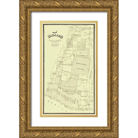 Hidalgo Texas - Land Office 1896 Gold Ornate Wood Framed Art Print with Double Matting by Land Office
