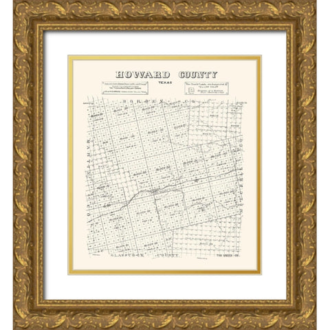 Howard County Texas - Stakemann 1890 Gold Ornate Wood Framed Art Print with Double Matting by Stakemann