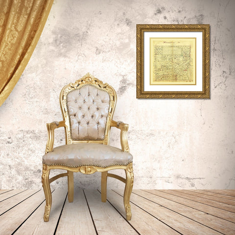 Hutchinson County Texas Gold Ornate Wood Framed Art Print with Double Matting by Unknown
