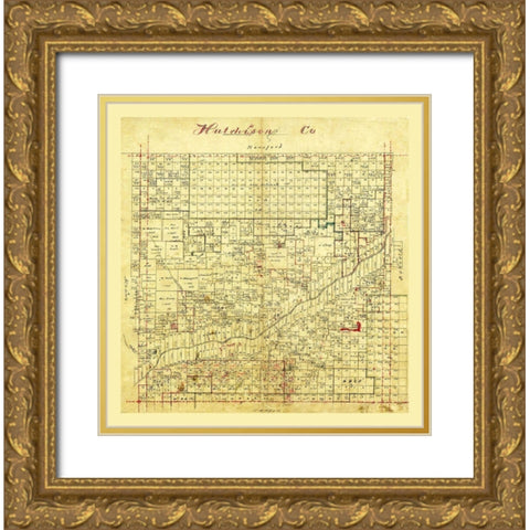 Hutchinson County Texas Gold Ornate Wood Framed Art Print with Double Matting by Unknown