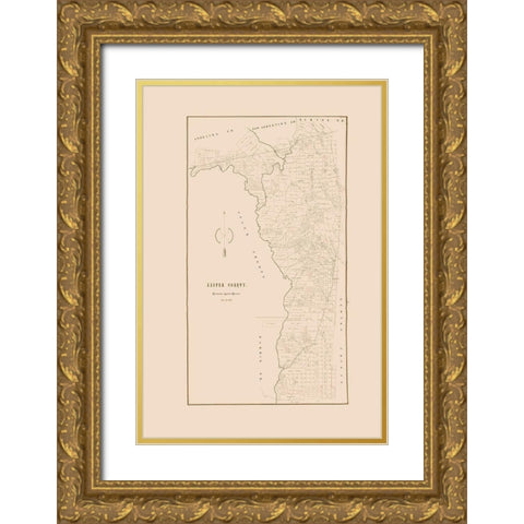 Jasper County Texas - 1898 Gold Ornate Wood Framed Art Print with Double Matting by Unknown