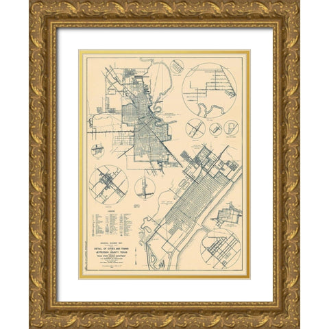 Jefferson Texas - Highway Dept 1936 Gold Ornate Wood Framed Art Print with Double Matting by Highway Dept