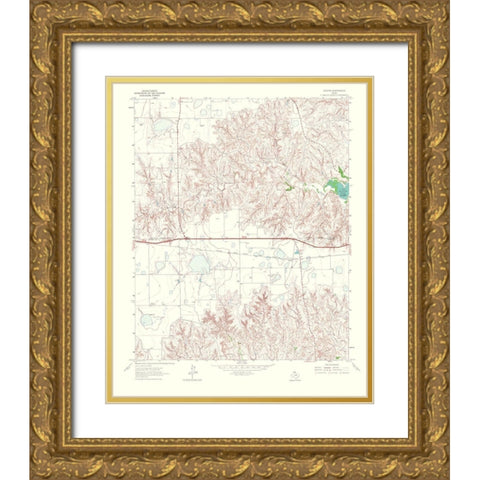 Jericho Texas Quad - USGS 1967 Gold Ornate Wood Framed Art Print with Double Matting by USGS