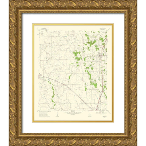 Joshua Texas Quad - USGS 1963 Gold Ornate Wood Framed Art Print with Double Matting by USGS