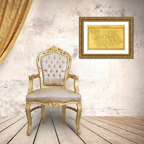 Johnson County Texas - Martin 1857 Gold Ornate Wood Framed Art Print with Double Matting by Martin