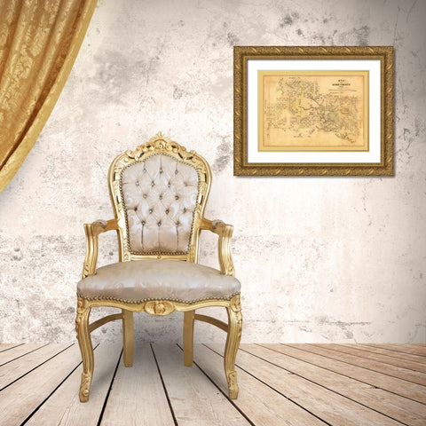 Kerr County Texas - Walsh 1879 Gold Ornate Wood Framed Art Print with Double Matting by Walsh