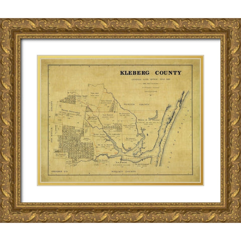 Kleberg County Texas - McDonald 1913 Gold Ornate Wood Framed Art Print with Double Matting by McDonald