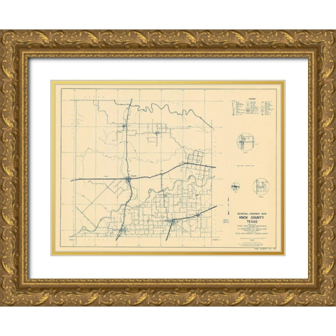 Knox Texas Highway - Highway Dept 1936 Gold Ornate Wood Framed Art Print with Double Matting by Highway Dept