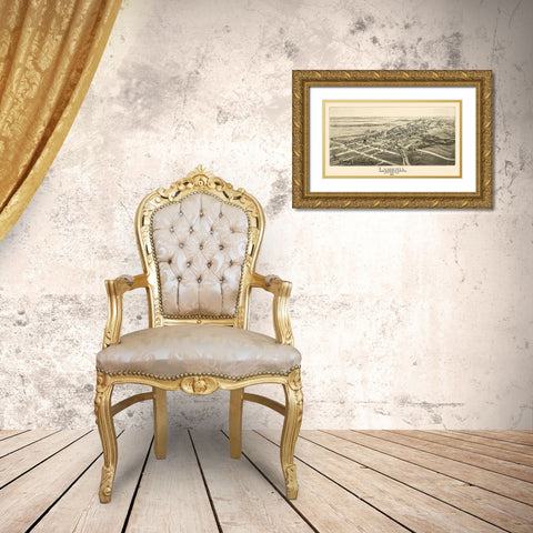 Ladonia Texas - Fowler 1891 Gold Ornate Wood Framed Art Print with Double Matting by Fowler