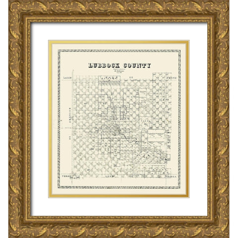 Lubbock County Texas - Stakemann 1879 Gold Ornate Wood Framed Art Print with Double Matting by Stakemann