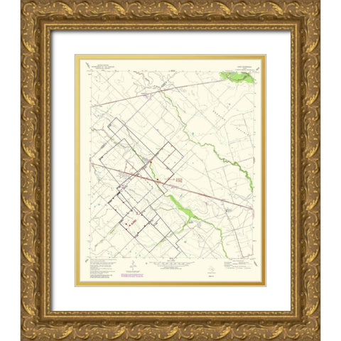 Lissie Texas Quad - USGS 1983 Gold Ornate Wood Framed Art Print with Double Matting by USGS