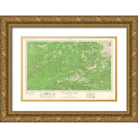 Llano Texas Quad - USGS 1964 Gold Ornate Wood Framed Art Print with Double Matting by USGS