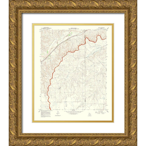 Lora Texas Quad - USGS 1970 Gold Ornate Wood Framed Art Print with Double Matting by USGS