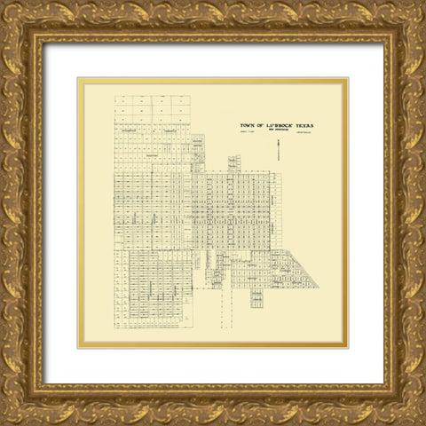 Lubbock Texas - Metcalfe 1920 Gold Ornate Wood Framed Art Print with Double Matting by Metcalfe