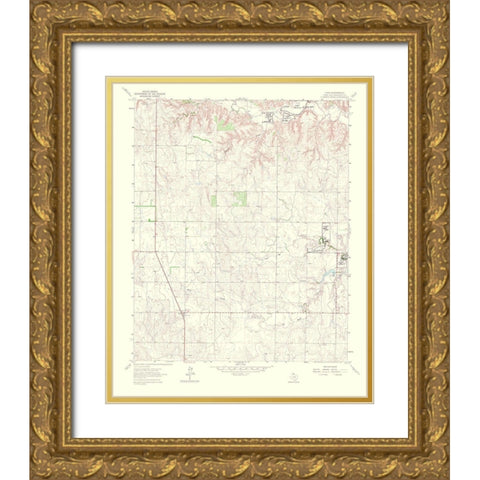 Lutie Texas Quad - USGS 1967 Gold Ornate Wood Framed Art Print with Double Matting by USGS