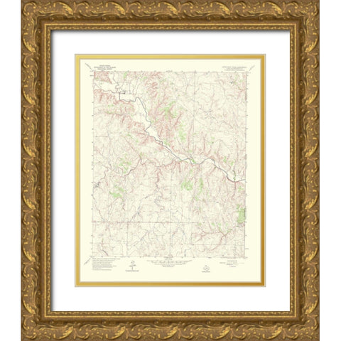 Little Wolf Creek Texas Quad - USGS 1967 Gold Ornate Wood Framed Art Print with Double Matting by USGS