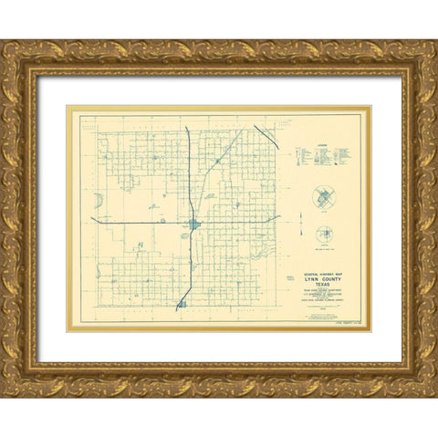 Lynn Texas Highway - Highway Dept 1936 Gold Ornate Wood Framed Art Print with Double Matting by Highway Dept