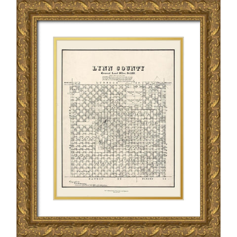 Lynn County Texas - McGaughey 1891 Gold Ornate Wood Framed Art Print with Double Matting by McGaughey
