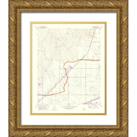Mayer Texas Quad - USGS 1975 Gold Ornate Wood Framed Art Print with Double Matting by USGS