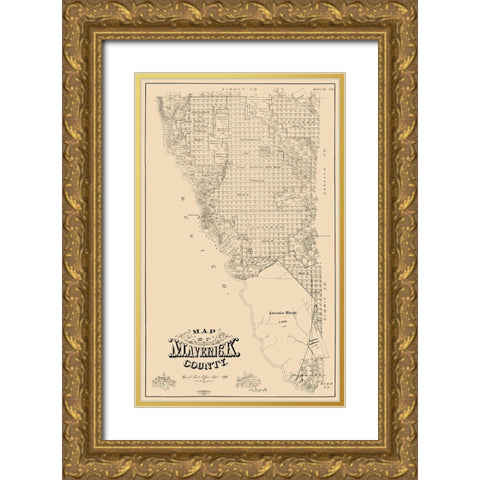 Maverick County Texas - McGaughey 1893 Gold Ornate Wood Framed Art Print with Double Matting by McGaughey