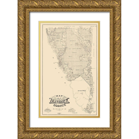 Maverick County Texas - McGaughey 1893 Gold Ornate Wood Framed Art Print with Double Matting by McGaughey