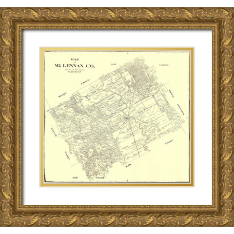Mclennan Texas Landowner - Land Office 1896 Gold Ornate Wood Framed Art Print with Double Matting by Land Office