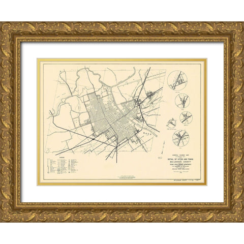 Mclennan Texas Highway - Highway Dept 1936 Gold Ornate Wood Framed Art Print with Double Matting by Highway Dept