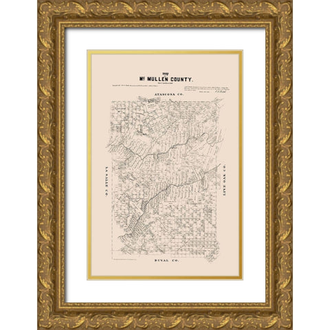McMullen County Texas - Walsh 1879 Gold Ornate Wood Framed Art Print with Double Matting by Walsh