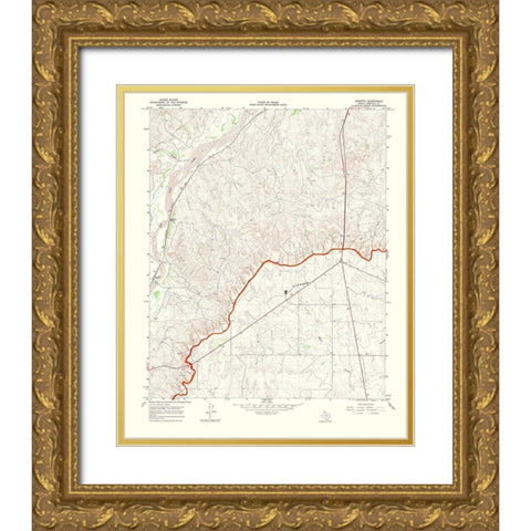 Mendota Texas Quad - USGS 1969 Gold Ornate Wood Framed Art Print with Double Matting by USGS