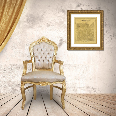 Medina County Texas - Rowe 1895 Gold Ornate Wood Framed Art Print with Double Matting by Rowe