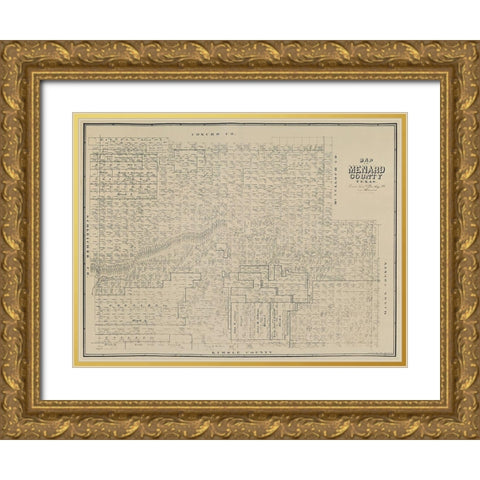 Menard County Texas - Clark 1894 Gold Ornate Wood Framed Art Print with Double Matting by Clark