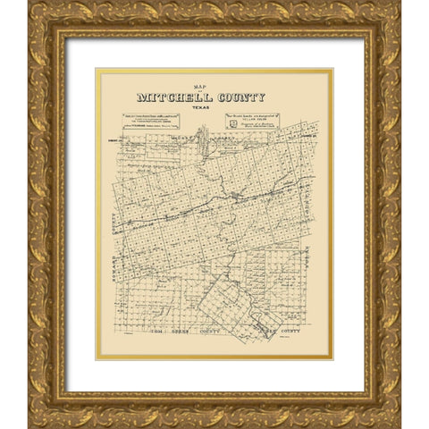 Mitchell County Texas - Abrams 1890 Gold Ornate Wood Framed Art Print with Double Matting by Abrams