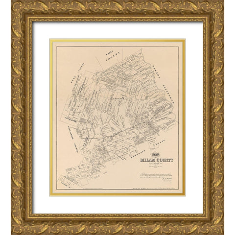 Milam County Texas - Walsh 1879 Gold Ornate Wood Framed Art Print with Double Matting by Walsh