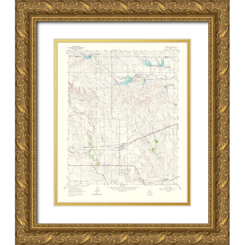 Mobeetie Texas Quad - USGS 1966 Gold Ornate Wood Framed Art Print with Double Matting by USGS