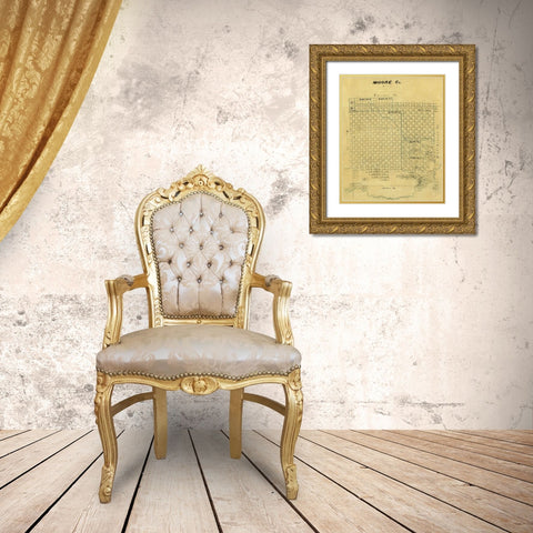 Moore County Texas -1878 Gold Ornate Wood Framed Art Print with Double Matting by Unknown