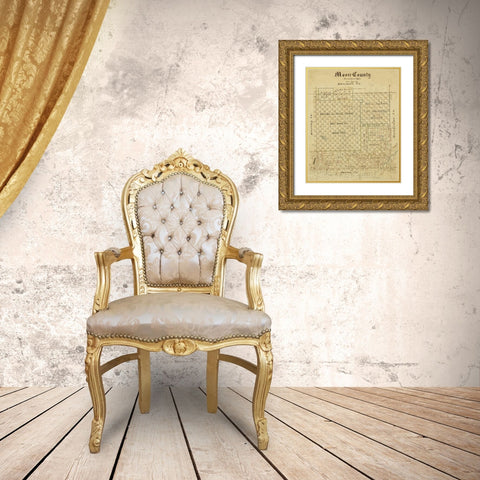 Moore County Texas -1884 Gold Ornate Wood Framed Art Print with Double Matting by Unknown