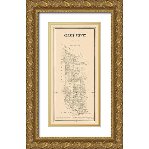 Morris County Texas - Walsh 1880 Gold Ornate Wood Framed Art Print with Double Matting by Walsh