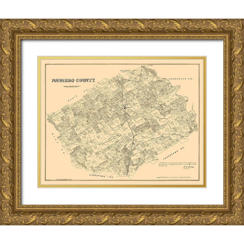 Navarro County Texas - Walsh 1880 Gold Ornate Wood Framed Art Print with Double Matting by Walsh
