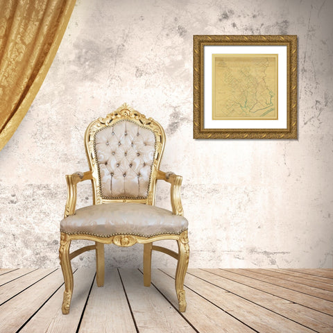 Nueces County Texas - Blucher 1859 Gold Ornate Wood Framed Art Print with Double Matting by Blucher