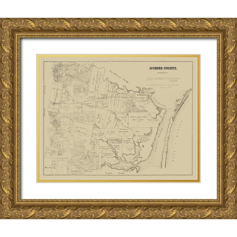 Nueces County Texas - Walsh 1879 Gold Ornate Wood Framed Art Print with Double Matting by Walsh