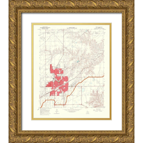 Pampa Texas Quad - USGS 1968 Gold Ornate Wood Framed Art Print with Double Matting by USGS