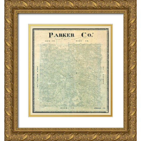 Parker County Texas -1889 Gold Ornate Wood Framed Art Print with Double Matting by Unknown